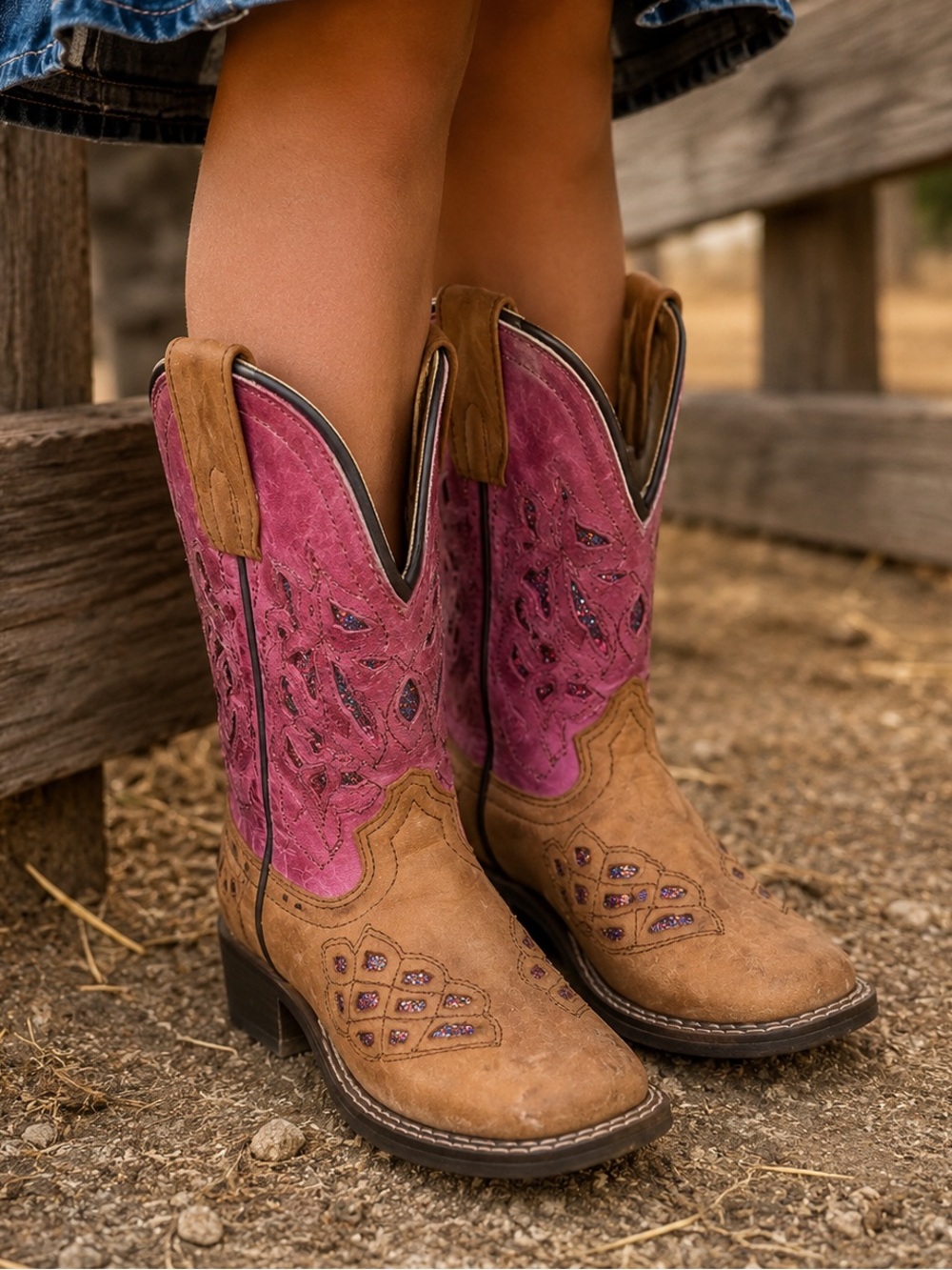 Shyanne Girls' Pink and Tan Western Cowboy Boots